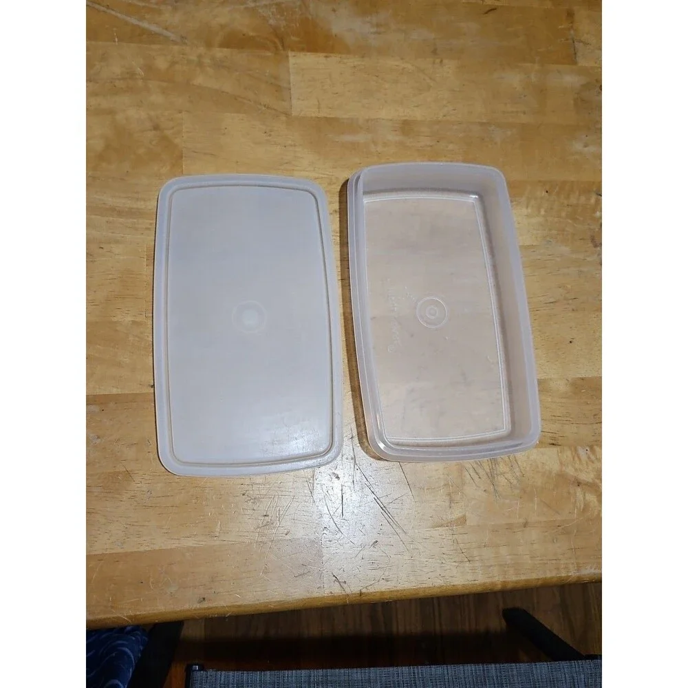 Vintage Tupperware Deli Meat Cheese Keeper Sheer 816 W/ Sheer Lid 817